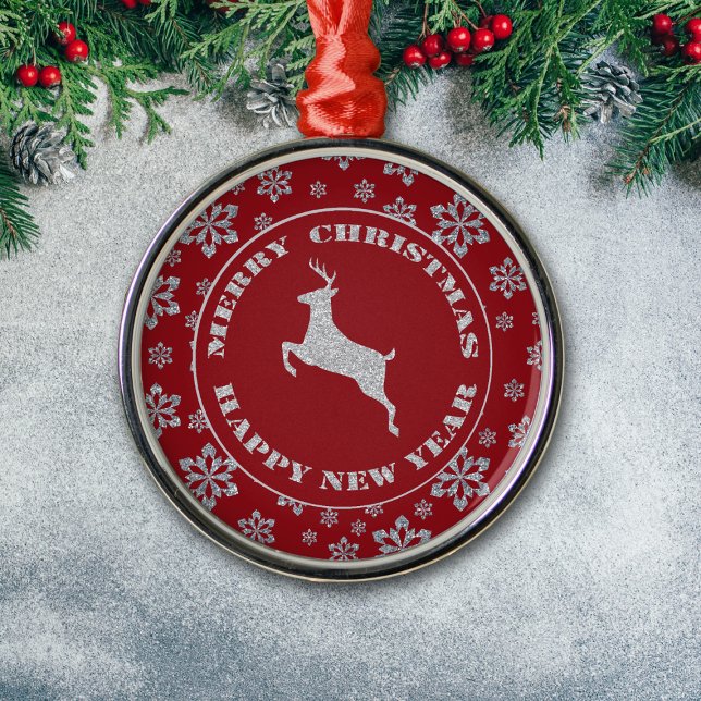 Glittery Snowflake Silver Reindeer  Metal Tree Decoration (Creator Uploaded)