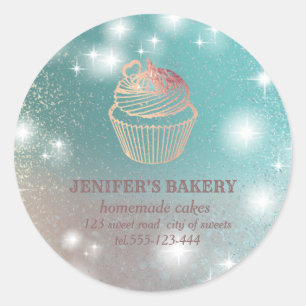 Glittery sparkle rolling pin & whisk chef bakery classic round sticker