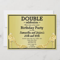Glittery Sparkly Gold Stilettos Double Birthday