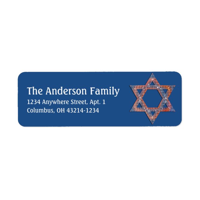 Glittery Star of David Hanukkah Address Labels d10 (Front)