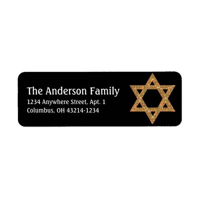 Glittery Star of David Hanukkah Address Labels d18 (Front)
