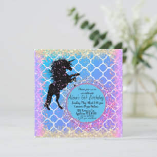 Glittery Starry Whimsical Unicorn Birthday         Card