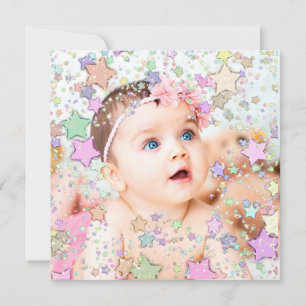 Glittery Stars Baby Birth Announcement