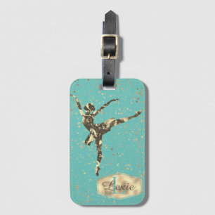 Glittery Stars Ballerina Monogram  Luggage Tag