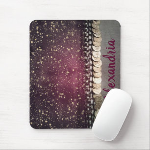 Glittery Stars Purple Gypsy Scarf Mouse Pad