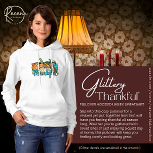 Glittery Thanksgiving Pullover Hooded Sweatshirt