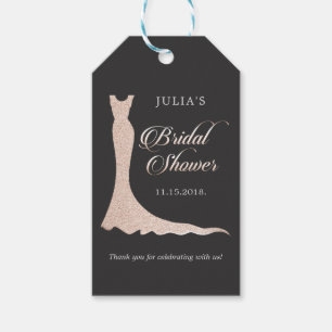 Glittery wedding dress gift tags