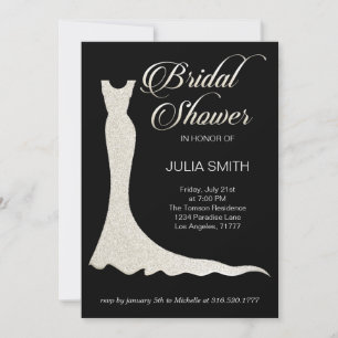 Glittery wedding dress invitation