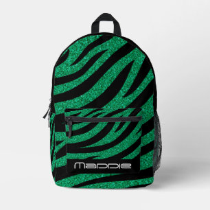 Glittery Zebra Pattern Printed Backpack