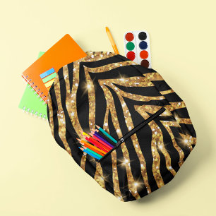 Glittery Zebra Pattern  Printed Backpack