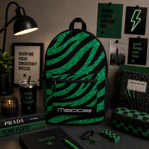 Glittery Zebra Pattern  Printed Backpack