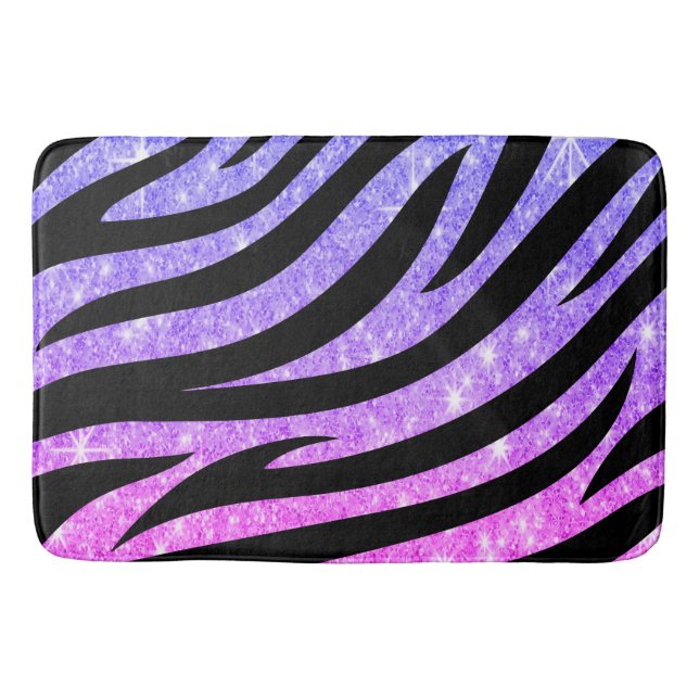 Glittery Zebra Stripes Pattern Bath Mat (Front)