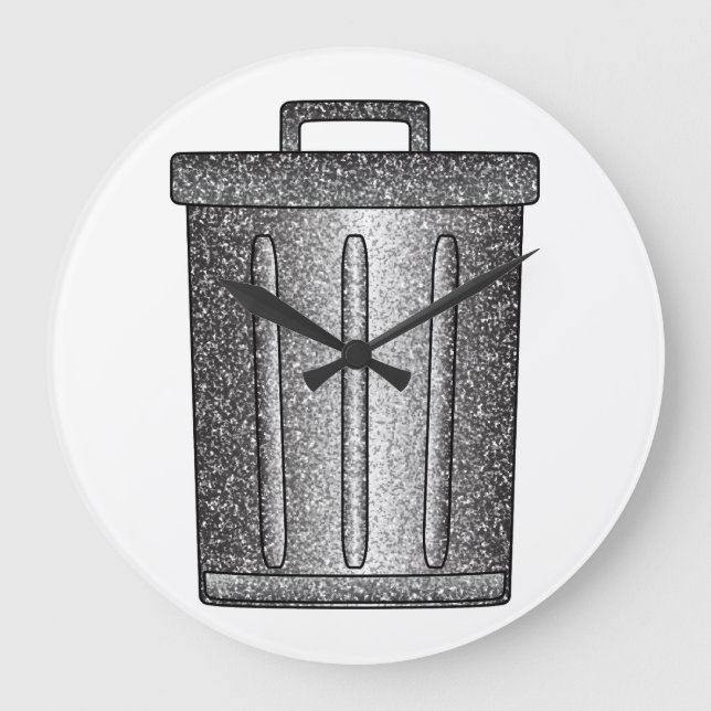 Glittter Trash Can Large Clock (Front)