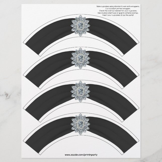 Glitz and Glam Cupcake Wrap - Black (Front)