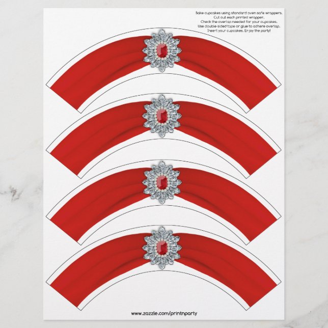 Glitz and Glam Cupcake Wrap - Red (Front)