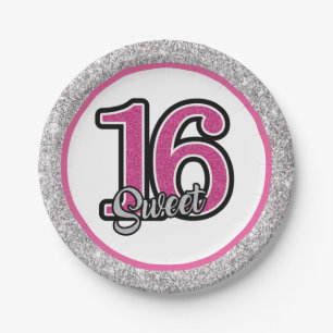 Glitz and Glam Sweet 16 Partyware Paper Plate