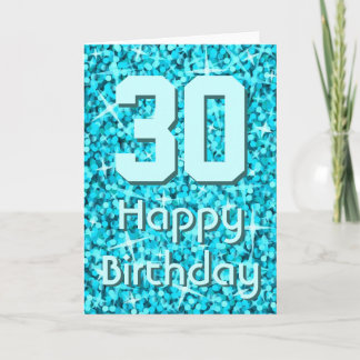 Glitz Blue 'Age' 'Happy Birthday' greetings card