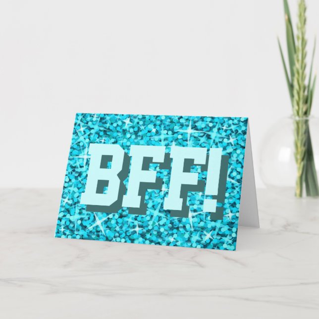 Glitz Blue 'BFF!' greetings card (Front)