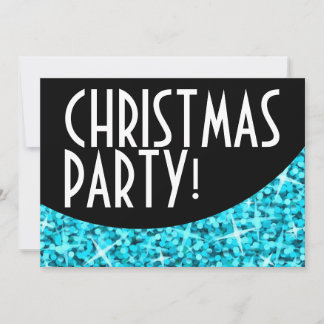 Glitz Blue black curve Christmas Party invitation