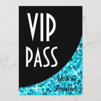 Glitz Blue black curve "VIP Pass" invitation