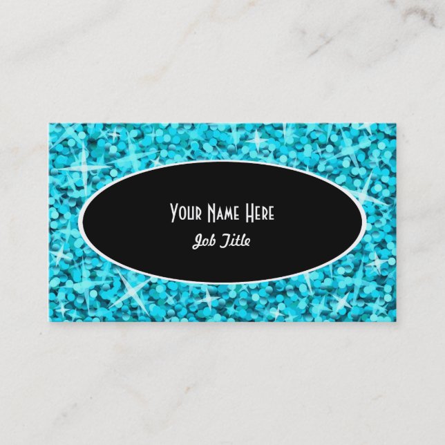 Glitz Blue Black Oval business card template (Front)