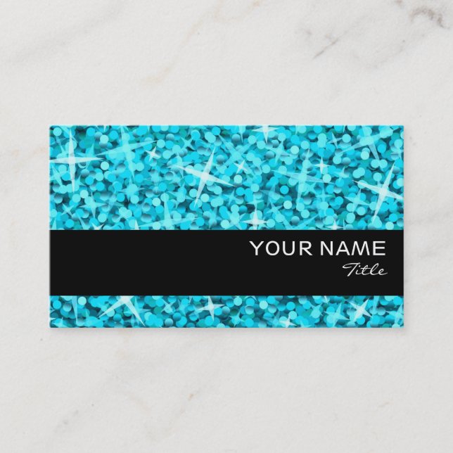 Glitz Blue black stripe business card template (Front)