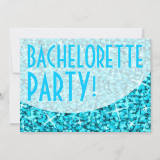 Glitz Blue curve 'Bachelorette Party!' invitation
