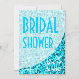 Glitz Blue curve 'Bridal Shower' invitation