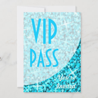 Glitz Blue curve "VIP Pass" invitation