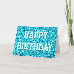 Glitz Blue 'Happy Birthday' front & inside text Card