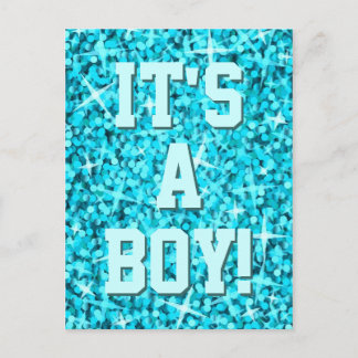 Glitz Blue 'It's a Boy!' 'Your Text' postcard