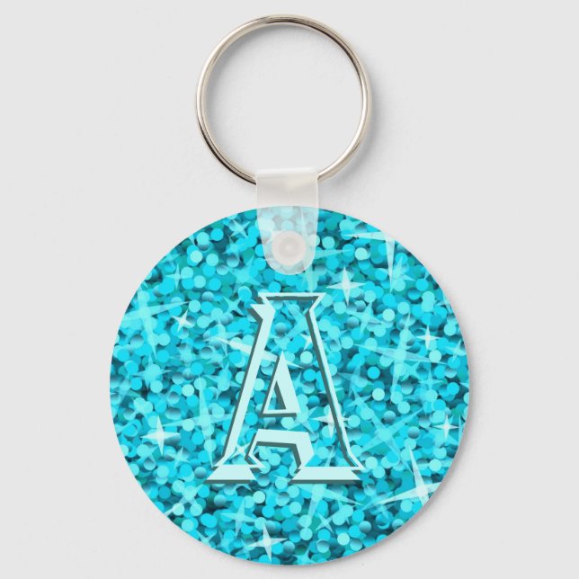 Glitz Blue 'monogram' keychain (Front)