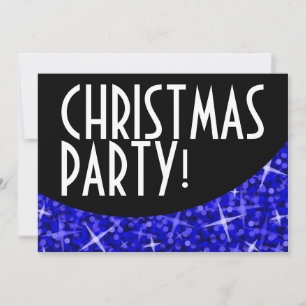 Glitz Dark Blue black curve 'Christmas Party' Invitation