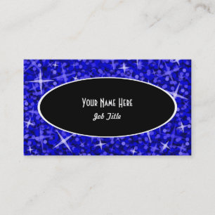 Glitz Dark Blue Black Oval business card template