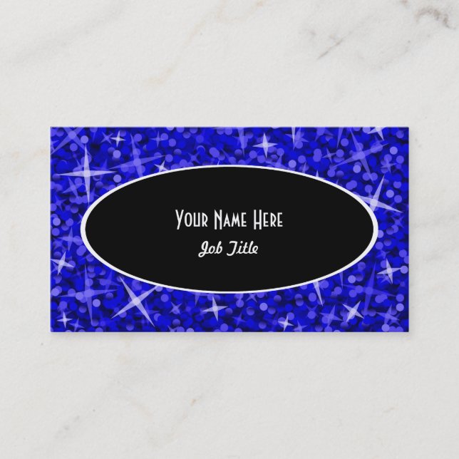 Glitz Dark Blue Black Oval business card template (Front)