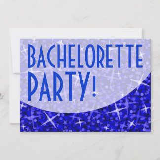 Glitz Dark Blue curve 'Bachelorette Party!' Invitation