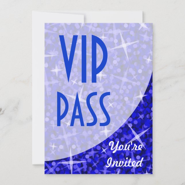 Glitz Dark Blue curve "VIP Pass" invitation (Front)