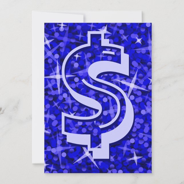 Glitz Dark Blue dollar '$' invitation (Front)