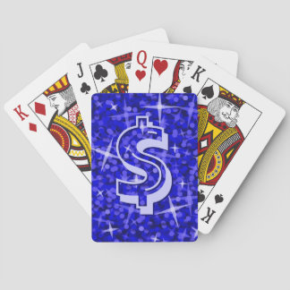 Glitz Dark Blue dollar "$" playing cards