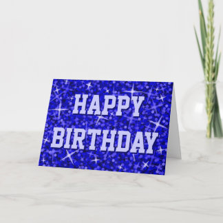 Glitz Dark Blue Happy Birthday front & inside text Card