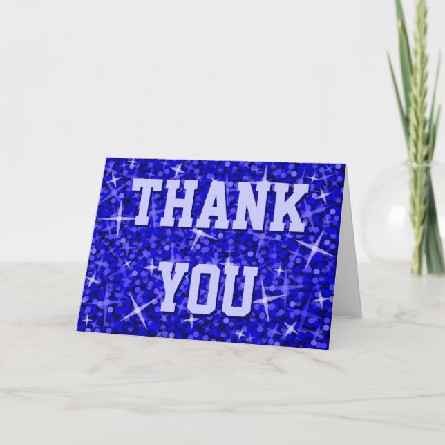Glitz Dark Blue 'Thank You' greetings card (Front)