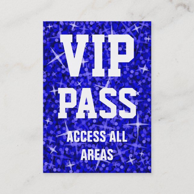 Glitz Dark Blue 'VIP PASS' business card chubby (Front)