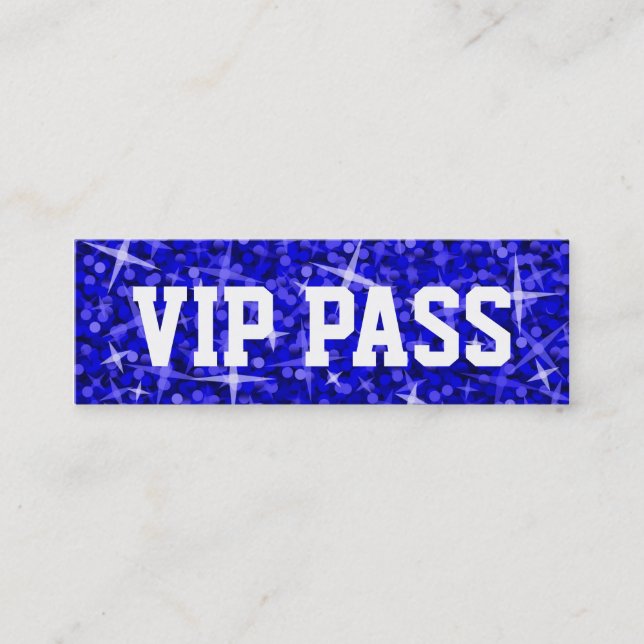 Glitz Dark Blue 'VIP PASS' business card skinny (Front)