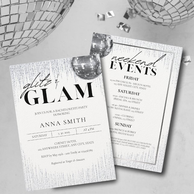 Glitz & Glam Bachelorette Party Invitation (Creator Uploaded)