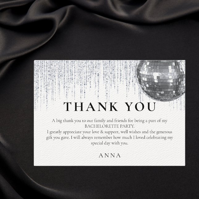 Glitz & Glam Disco Themed Bachelorette Thank You Card (Creator Uploaded)
