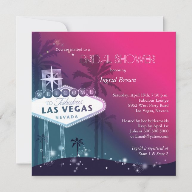 Glitz & Glam Las Vegas Bridal Shower Invitation (Front)