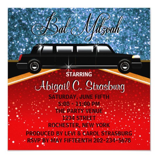 Glitz Glamour Limo Movie Star Invitation Template