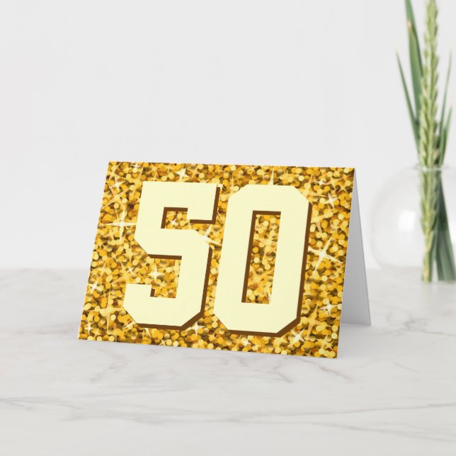 Glitz "Gold" '50' 'Happy Anniversary' card (Front)