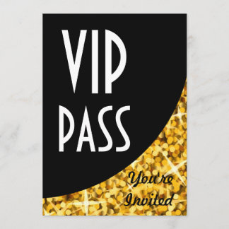 Glitz Gold" black curve "VIP Pass" invitation