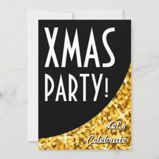 Glitz "Gold" black curve Xmas Party! invitation
